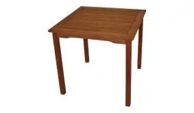 Schöner und robuster 75 x 75 x 75 cm Beistelltisch aus geöltem Eukalyptusholz für Terrasse und Balkon