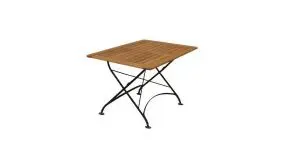 Der Biergartentisch Premium aus braun geöltem Robinienholz und einem Maß von 120 x 80 x 72cm 