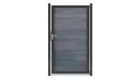 Einzeltor Billund aus pflegeleichtem BPC im Steingrau Dekor. Maß: 100 x 180 cm