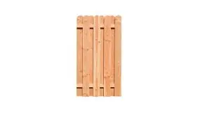 Die Latten des Zaunfeldes mit den Maßen 98,5 x 180 cm sind beidseitig versetzt angebracht