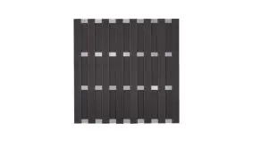 Pflegeleichter BPC Lamellenzaun im Maß 180 x 180 cm mit silbernen Querriegeln aus Aluminium