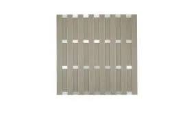 Lamellenzaun aus pflegeleichtem BPC in der Farbe Bi-Color Sand. Maß: 180 x 180 cm