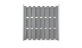 Lamellenzaun aus witterungsbeständigem BPC in der Farbe Steingrau. Maß: 180 x 180 cm