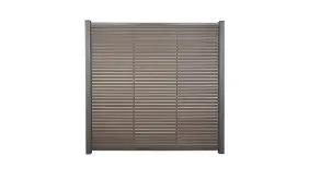 WPC Steckzaunsystem im Set: 39 Lamellen ergeben ein Zaunfeld von 180 x 180 cm. Hier in der Farbausführung Schokobraun / Anthrazit.