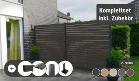 Das Steckzaun Komplettset Hadersleben aus pflegeleichtem BPC kommt mit allem benötigten Zubehör und optionalem Einzeltor frei Bordsteinkante zu Ihnen geliefert. In 5 verschiedenen Farben erhältlich.