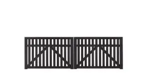 Das elegante Country Doppeltor Schwarz ist aus der massiven 44 x 90 mm skandinavischem Kiefer- und Fichtenholz gefertigt und misst 300 x 98 cm.