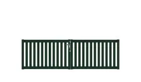 Wetterfestes Doppeltor aus Aluminium, 300 x 90 cm, DIN-R, grün, inkl. Torbänder, Schließblech, mittiger Torfeststeller, Arretierungen für Torflügel, Schloss mit Profilzylinder und Edelstahl-Drückergarnitur