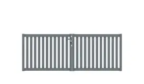 10 Jahre Garantie auf UV-Beständigkeit. Aluminium, 300 x 110 cm, DIN-R, grau, inkl. Torbänder, Schließblech, mittiger Torfeststeller, Arretierungen für Torflügel, Schloss mit Profilzylinder und Edelstahl-Drückergarnitur