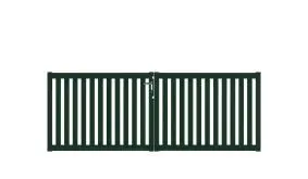 Doppeltor mit 10 AJhren Garantie auf UV-Beständigkeit. 300 x 110 cm, DIN-R, grün, inkl. Torbänder, Schließblech, mittiger Torfeststeller, Arretierungen für Torflügel, Schloss mit Profilzylinder und Edelstahl-Drückergarnitur