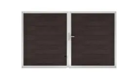 Kolding Doppeltor aus pflegeleichtem BPC in der Farbe Anthrazit. Äußerlich durch Aluminiumrahmen verstärkt