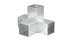 Eckverbinder für 9 x 9 cm Balken mit einem Gesamtmaß von 305 x 200 x 200 mm, aus verzinktem 2 mm Stahl