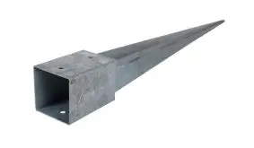 Bei meingartenversand.de erhalten Sie feuerverzinkte 7 x 7 x 90 cm und 9 x 9 x 90 cm Einschlagbodenhülsen für Vierkantpfosten