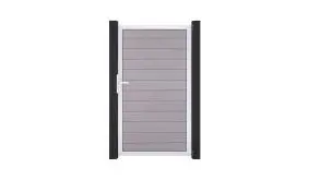 Das BPC Tor Esbjerg hat das Maß 100 x 180 cm. Das Tor besteht aus 11 Einzellamellen und einem Alurahmen. Im Lieferumfang enthalten sind Bänder, Schließblech, Schloss und Griff enthalten. DIN Universal..