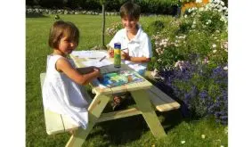 Unsere Kinder Gartenbank "Donezk" aus unbehandeltem Kiefernholz, 90 x 90 x 50 cm