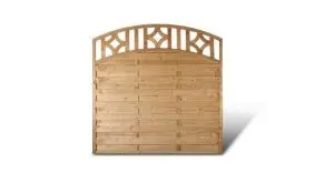 Sichtschutz Holzzaun mit Doppelbogen Rankgitter. Druckimprägnierte Kiefer. 180x180/160cm 