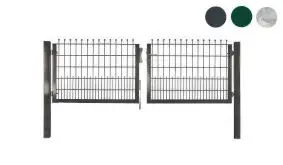 Schweres, zweiflügeliges 3000 mm Gartentor Metall mit aufgesetzten Kugeln. Erhältlich in 700, 900, 1100 und 1300 mm