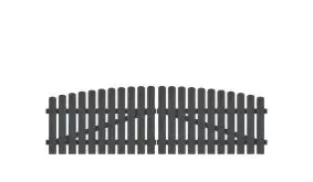 Vollkunstofflatten auf Aluminiumrahmen, 308 x 80 auf 95 cm, anthrazit (RAL 7016), inkl. verstellbare Edelstahlbeschläge (6mm starke Ladenbänder vormontiert), Überwurf, Bodenriegel, Metallhülsen und Arretierung.