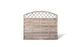 Ein Zaunelement mit einer Rahmenstärke von 45 x 45 mm und einem Maß von: 180 x 150 auf 130