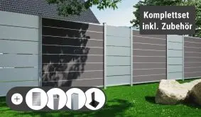 Das Glaszaun Komplettset ist variabel in mehreren Dekoren konfigurierbar und wird inkl. allem Zubehör zu Ihnen frei Bordsteinkante geliefert.
