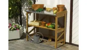 Klappbarerer 97 x 45 x 88 cm Pflanztisch aus imprägnierter Kiefer mit verzinkter Arbeitsfläche. Lässt sich einfach säubern und schnell platzsparend bei Seite stellen