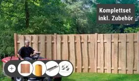 Die naturbelassenen Bohlenzäune der Serie Dresden ergeben eine rustikale Optik für Ihren Garten. Im Komplettset sind zudem alle benötigten Zubehörteile enthalten.