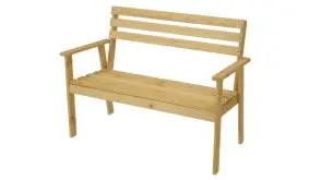 Die Holzbank ist mit einem Maß von ca. 115 x 58 x 87 cm für 2 Personen geeignet.