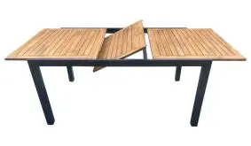 Ausziehbarer Holztisch für 4 bis 6 Personen. Für Familienfeiern, Grillabende oder andere gesellige Zusammenkünfte