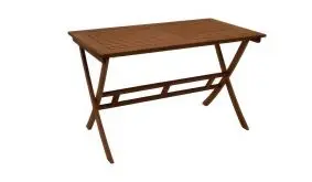 Der wunderschöne, eckige 120 x 70 x 74 cm Klapptisch aus geöltem Eukalyptusholz verleiht Ihrem Garten eine mediterrane Note