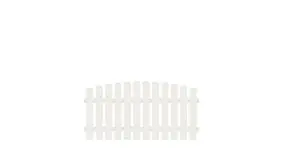 Kunststoff Gartenzaun mit dekorativem Oberbogen. 10 Jahre Garnatie auf UV-Beständigkeit. 80 x 80 auf 90 cm, weiß (RAL 9016), Edelstahl verschraubt, inkl. Montageset und Bohrer