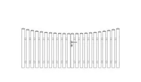 Gartenzaun Doppeltor mit Unterbogen und Montagematerial in dem Maß 308,5 x 120 auf 105 cm