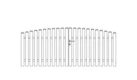 Gartenzaun Doppeltor mit den Maßen 308,5 x 105 auf 120 cm und Oberbogen mit allem Zubehör