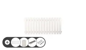 Das Komplettset der Serie München enthält die pflegeleichten Gartenzäune aus Kunststoff sowie alle benötigten Montagematerialien und wird frei Bordsteinkante geliefert.