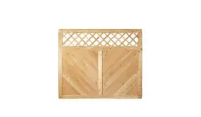 Holz Zaun aus Sibirischer Lärche mit Rankgitter. 180x150cm. Rankstäbe: ca. 12 x 30 mm. Maschenweite: ca. 6 x 6cm