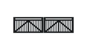 Doppeltor aus schwarz lasiertem Kiefern/ Fichtenholz mit dem Maße 300 x 80 cm ( B x H ) zur langjährigen Nutzung mit rostfreien Schrauben.