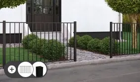 Das Komplettset bestehend aus feuerverzinkten Stahlzäunen sowie Pfosten und Montagematerial ist kinderleicht konfiguriert und schnell geliefert.