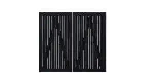 Ein Doppeltor mit diagonalen Verstärkungen gegen Verziehen in dem Maß 200 x 180 cm ( B x H ) aus der Sichtschutzelemente Nagano Schwarz.