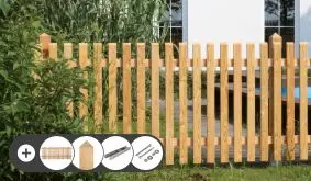 Die Natura Zaunfelder erhalten Sie im praktischen Komplettset mit allen Zubehörteilen frei Bordsteinkante geliefert - schnell und einfach online konfiguriert!