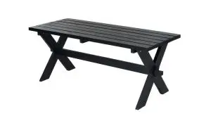 Robuster 177 x 76 x 72 cm Parktisch Nostalgi aus druckimprägnierter und schwarz farbgrundierter Kiefer/Fichte 
