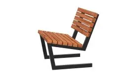 Outdoor Loungesessel Siesta, golbraune thermoholz Holzlatten, schwarzes Stahlgestell, freigestellt