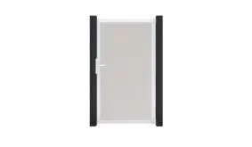 PVC Steckzauntor in Weiß mit umlaufendem Alu-Rahmen. Maß: 100 x 180 cm