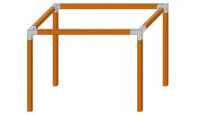 Pergola-Bausatz in den Maßen 240 x 270 cm sus Kiefer/Fichte (KDI) bestehend aus 4 Posten, 4 Querbalken, 4 Steckverbinder und 8 Kopfbänder, OHNE Schrauben