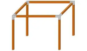 Garten-Pergola Bausatz mit den Gesamtmaßen von 270 x 270 cm aus Kiefer/Fichte (KDI) bestehend aus 4 Posten, 4 Querbalken, 4 Steckverbinder und 8 Kopfbänder, OHNE Schrauben