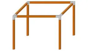 Bausatz für Pergola mit dem Gesamtmaß von 300 x 300 cm aus Kiefer/Fichte (KDI) bestehend aus 4 Posten, 4 Querbalken, 4 Steckverbinder und 8 Kopfbänder, OHNE Schrauben
