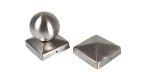 Hochwertige Pfostenkappen aus Edelstahl als Kugel und Pyramide für 9 x 9 cm Pfosten