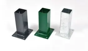 Pfostenträger für Doppelstabmattenzaun Tore zum Aufdübeln. Geeignet für Rechteckrohrpfosten 60/60, 80/80 und 100/100. Erhältlich in drei Farbvarianten