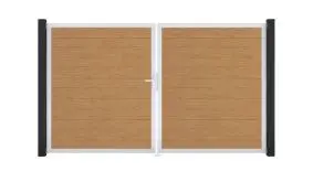 300 cm breites PVC-Tor im Holzdekor Asteiche - Lieferung inkl. Torbeschlag sowie Montagematerial