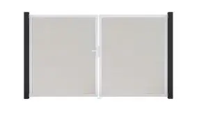 300 x 180 cm Doppeltor aus wetterfestem PVC und umlaufendem Alu-Rahmen. Farbe: Weiß