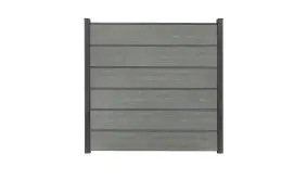 Aschgrauer PVC-Steckzaun im Maß 180 x 180 cm - Zwischenleisten und Zubehör im Lieferumfang enthalten