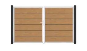 Witterungsbeständiges Premium Doppeltor aus PVC (PolyVinylChlorid) - umlaufender Rahmen aus Aluminium