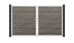 300 x 180 cm Doppeltor aus wetterfestem PVC im Dekor Monument Oak - Lieferung inkl. Zubehör